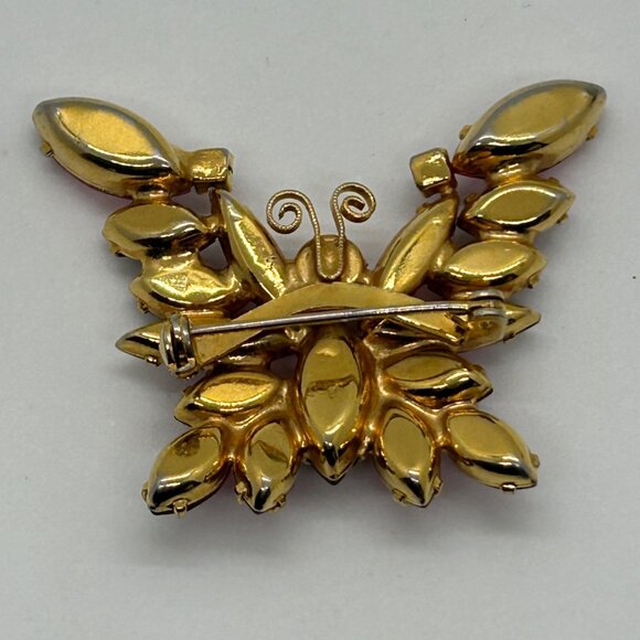 Vintage Juliana Butterfly Brooch Pink Fuchsia Rhinestone Pin Retro Gold Tone 762 - Picture 5 of 16